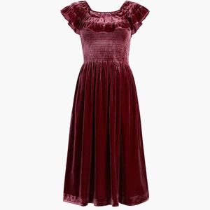Hill House Women's The Akilah Nap Dress in Burgundy Velvet Size Small